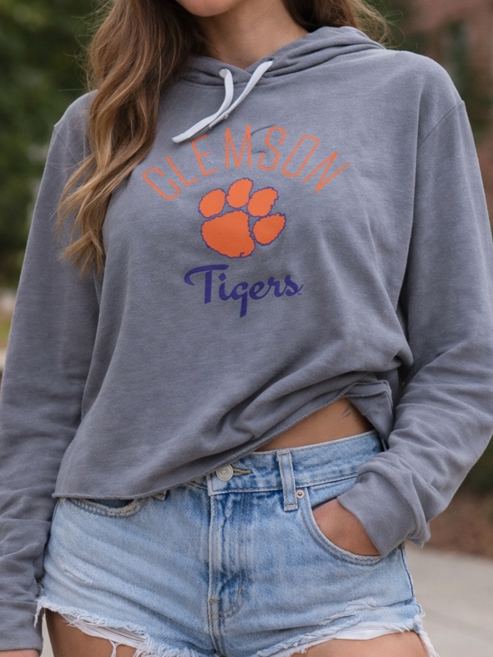 Champion Brown Hoodie with White Drawstrings